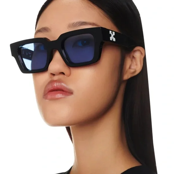 |SOLD| Off-White Virgil Sunglasses Black Frame Blue Lens Blue Logo - Picture 10 of 11